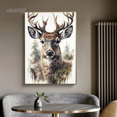 Minimalist Deer Art Print - Nature Canvas Decor - InspiredGrabs.com